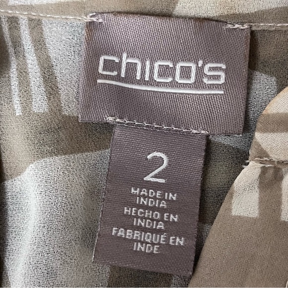 Chico’s Sheer Tunic Blouse Size 2 L | Lagenlook Asymmetrical Boho Coastal Beach - Picture 7 of 8